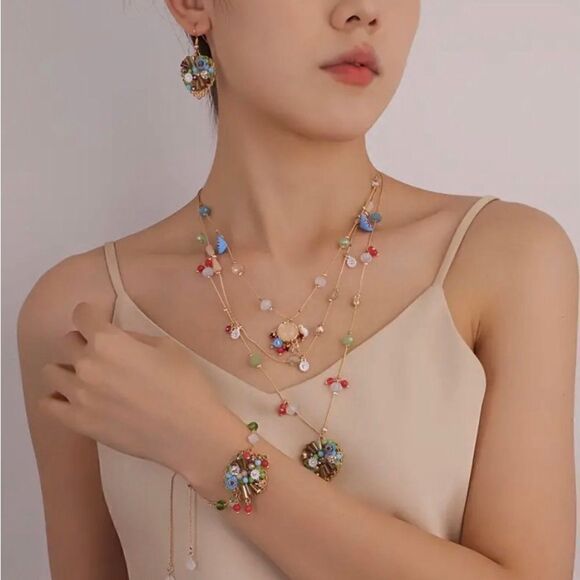 🩵 Betsey Johnson stunning 3 piece necklace set. Earrings, bracelet & necklace🩵 - Picture 3 of 8